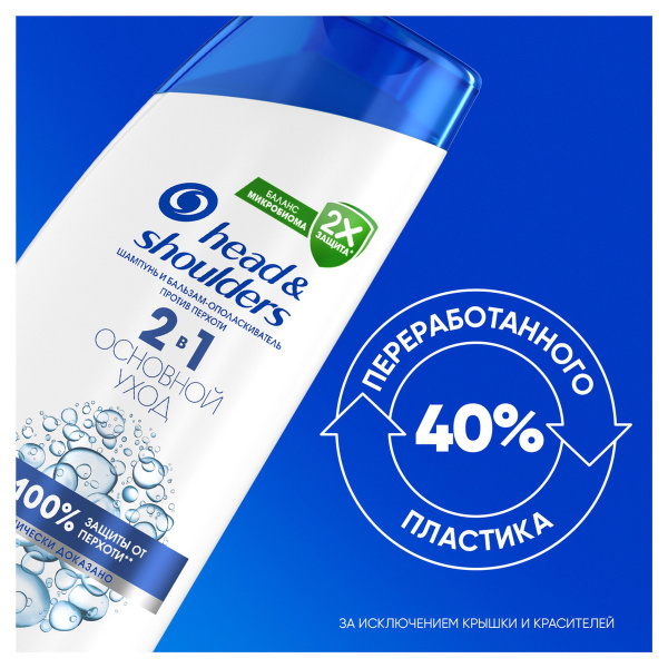 Шампунь против перхоти Head&shoulders Основной уход 2в1 400мл